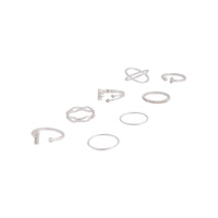 Silver Diamante Fine Mix Ring 8 Pack - link has visual effect only
