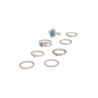 Silver Stackable Ring Turquoise 8 Pack - link has visual effect only