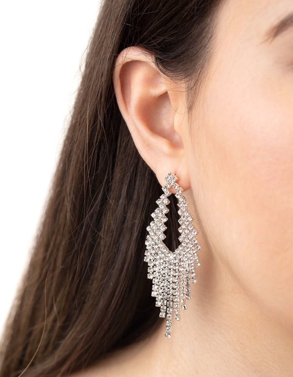 Sliver Cascade Cup Chain Earrings