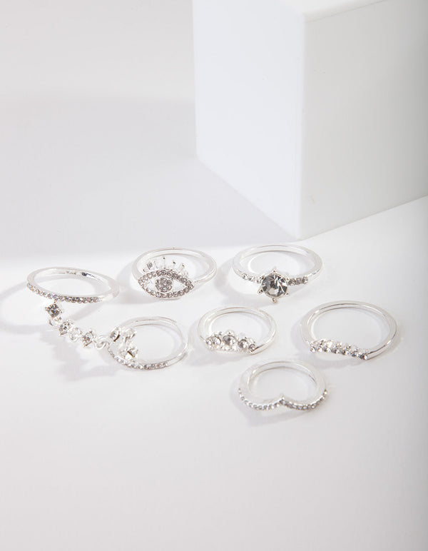 Zilveren Diamanten Boze Oog Ring Pakket