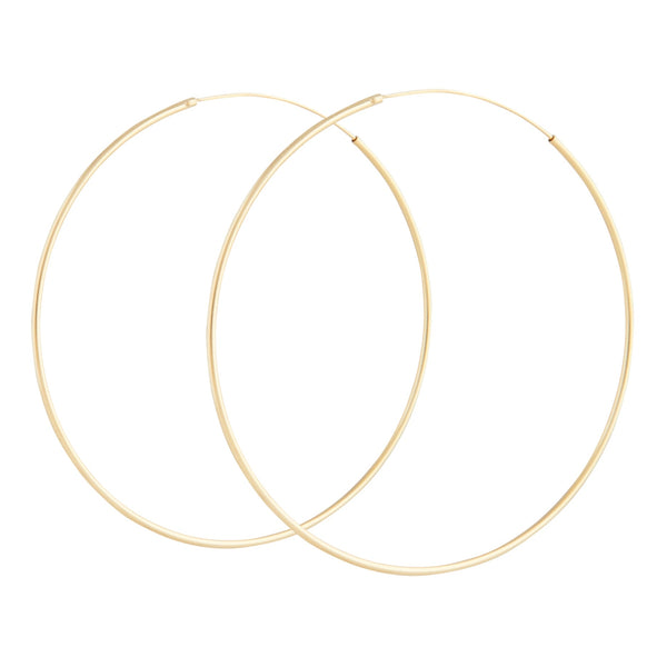 Gold Plated Sterling Silver Fine 60mm Hoop
