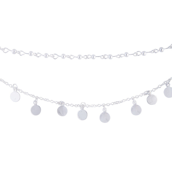 Silver Layered Disc Station Chain Choker