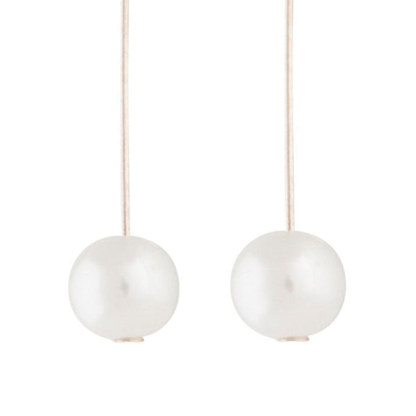 Rose Gold Fine Stick and Pearl Drop Earrings