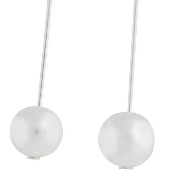 Fine Silver Pin And Pearl Drop Earrings