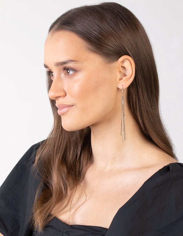Gold Cup Chain Multi Bar Earrings