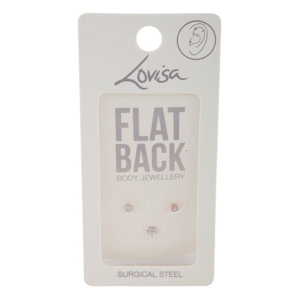 Mixed Rose Gold Flower Stud Flat Back 3-Pack