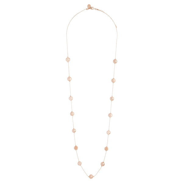 Rose Gold Mixed Station Ball Necklace