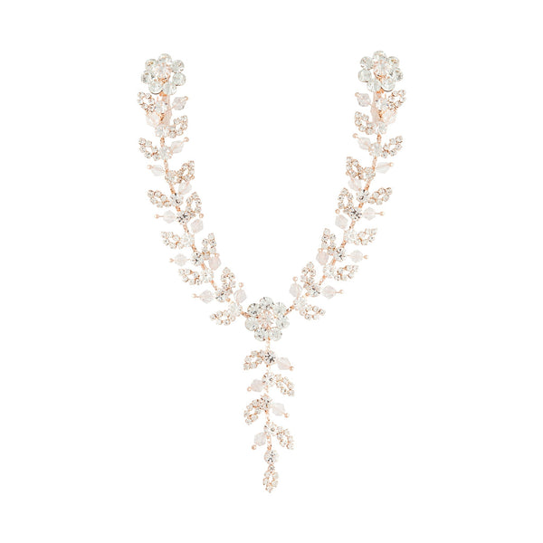 Rose Gold Flower Diamante and Bead Headpiece