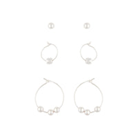 Silver Stud Hoop Earring 3 Pack - link has visual effect only