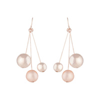 Rose Gold 3 Ball Stick Drop Earrings - link has visual effect only