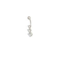 Rhodium Surgical Steel Gradual Diamante Trio Drop Belly Bar - link has visual effect only