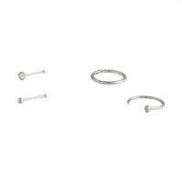 Rhodium Pin Clicker Nail Nose 4 Pack - link has visual effect only