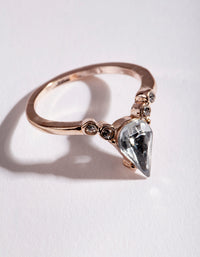 Rose Gold Crystal V-Shaped Ring - link has visual effect only