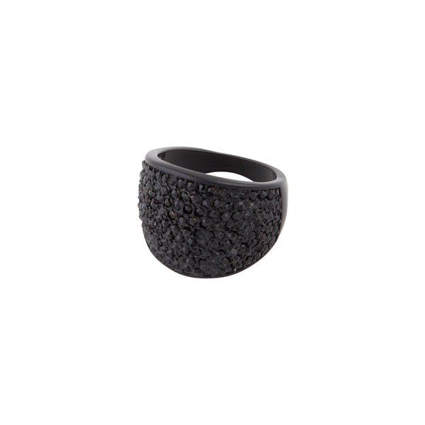 Black Pave Diamante Dome Ring