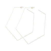 Silver Large Hexagon Hoop Earrings - link has visual effect only