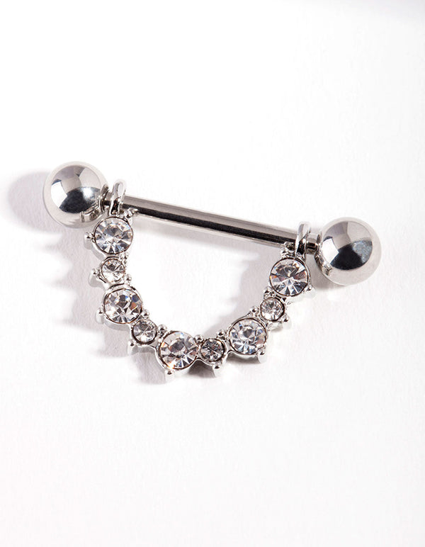 Rhodium Diamante Curve Tepelstaafje