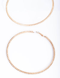 Gold Large Diamante Hoop Earrings - link has visual effect only