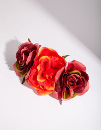Pink Red Large Floral Clip - link has visual effect only