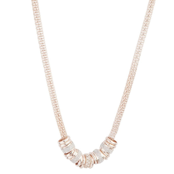 Rose Gold Mesh With Glitter Ring Necklace