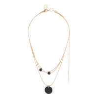 Gold And Black 3 Row Bead Necklace - link has visual effect only
