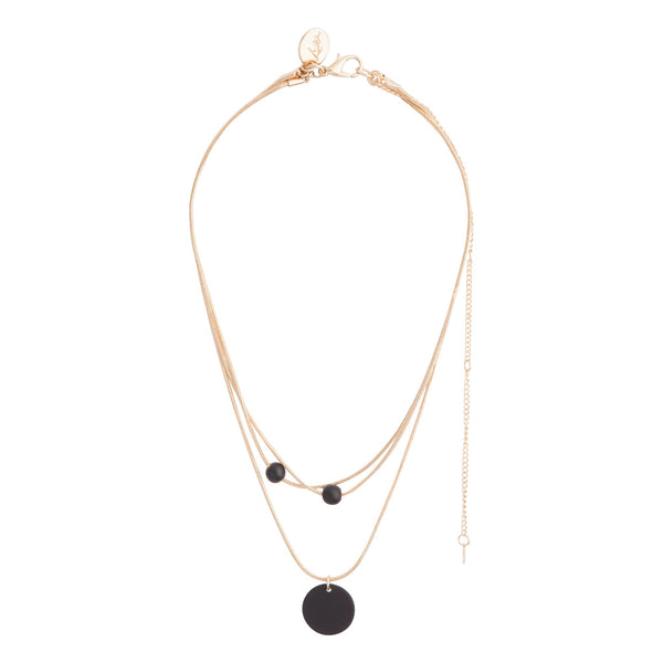 Gold And Black 3 Row Bead Necklace