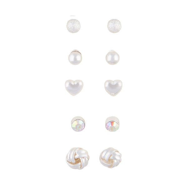 Silver Knot Heart 5 Pack Clip On Earring