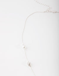 Silver Diamante And Pearl Bead Station Necklace - link has visual effect only