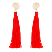 Red Gold Tassel Drop Disc Stud Earrings - link has visual effect only