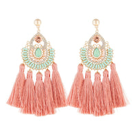 Gold Pink Pretty Diamante Tassel Earrings - link has visual effect only