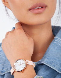 Pink Pearl PU Strap Watch - link has visual effect only