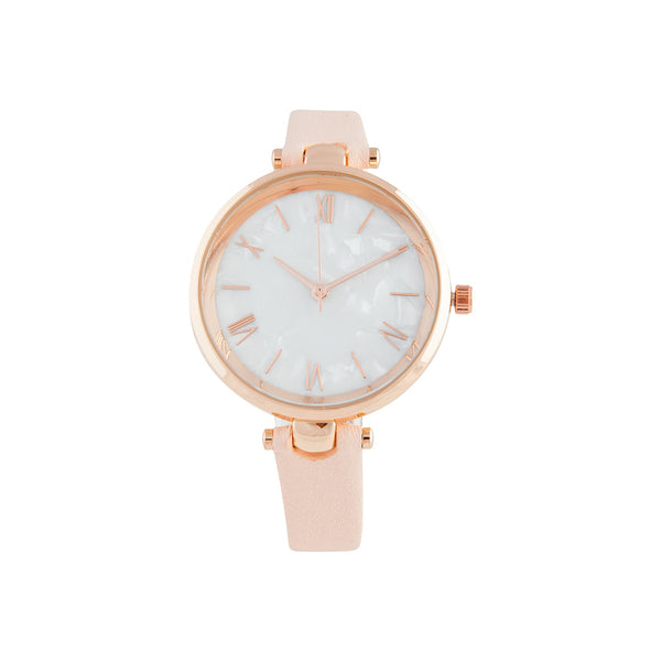 Pink Pearl PU Strap Watch