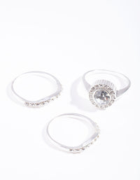 Silver Round Diamante Ring Stack - link has visual effect only