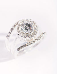 Silver Round Diamante Ring Stack - link has visual effect only