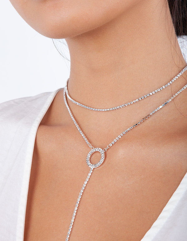 Silver Circle Cup Chain Choker Necklace