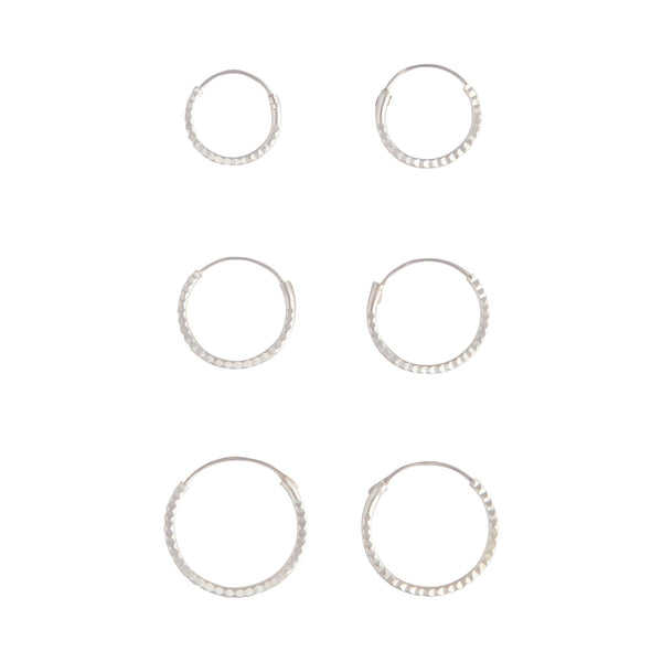 Sterling Silver Graduated Mini Hoop Pack