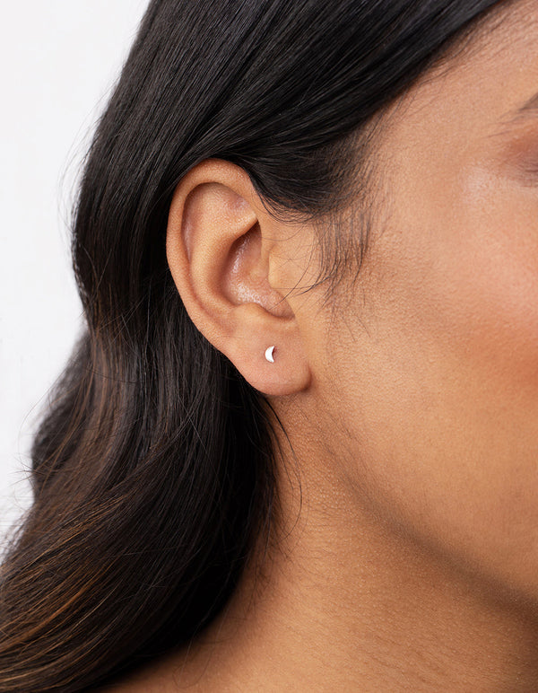 Sterling Silver Tiny Star Moon Earring 3 Pack