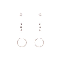Sterling Silver Texture Star Stud Hoop Earring Pack - link has visual effect only