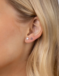 Sterling Silver Diamante Geo Earring 3 Pack - link has visual effect only