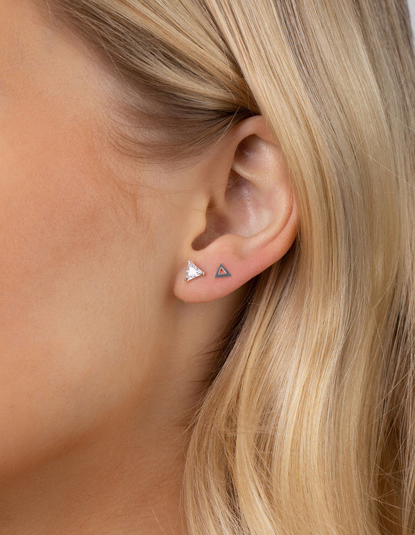 Sterling Silver Diamante Geo Earring 3 Pack