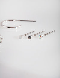 Silver Flower Stud Ear Stack - link has visual effect only