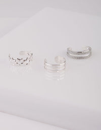 Silver Glitter Star Toe Ring 3 Pack - link has visual effect only
