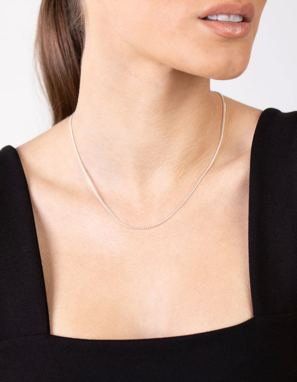 Rhodium Curb Chain Necklace