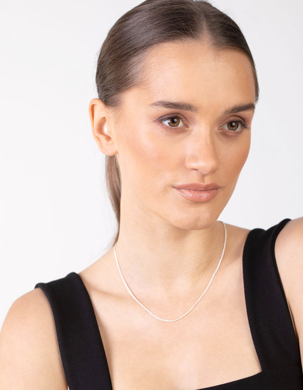 Rhodium Curb Chain Necklace