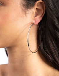 Silver Rounded 7Cm Hoop Earrings - link has visual effect only
