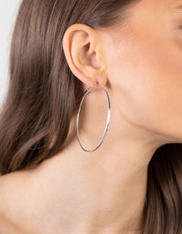 Silver Rounded 6cm Hoop Earrings - link has visual effect only