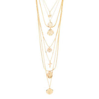 Gold Multi Row Coin Pendant Necklace - link has visual effect only