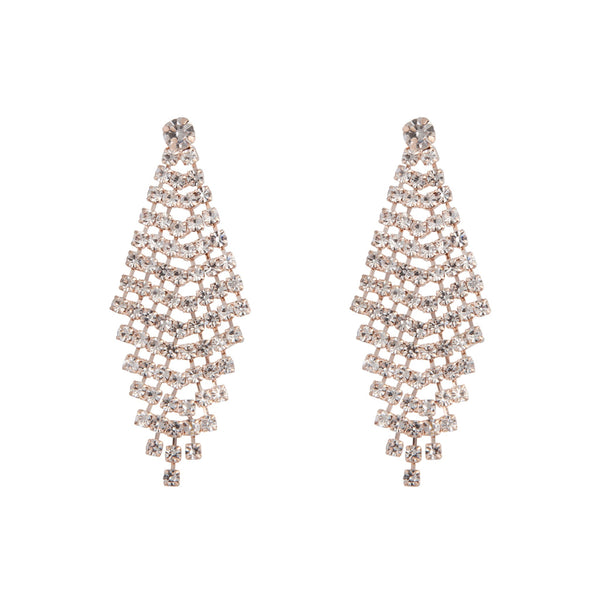 Rose Gold Tier Diamante Drop Earrings