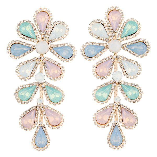 Pastel Teardrop Flower Multi-Stone Earrings