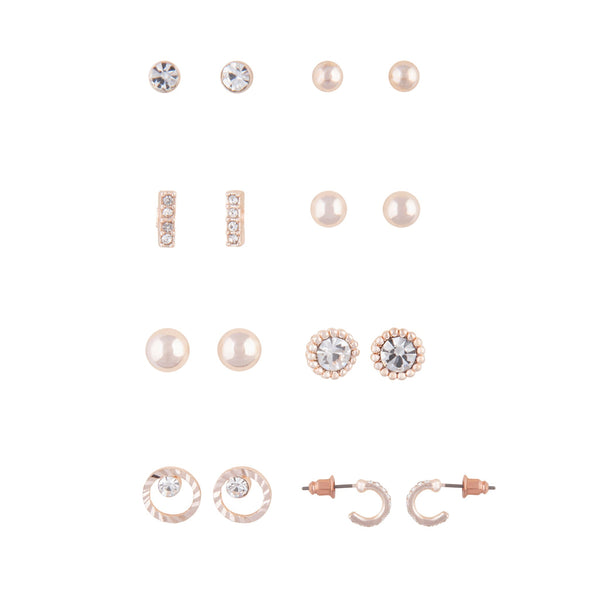 Rose Gold 8 Pack Stud Earring