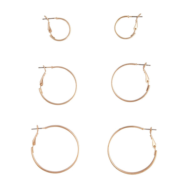 Gold Flat Sleeper Hoop 3 Pack
